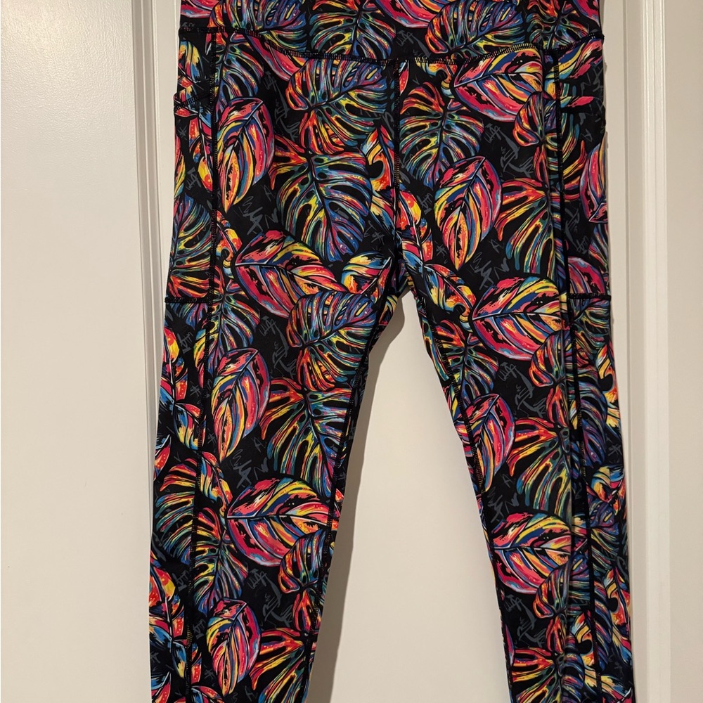 Constantly Varied Gear Red and Pink Leggings Vibrant Stretchy Bottoms